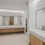 locker room with shelves and mirrros