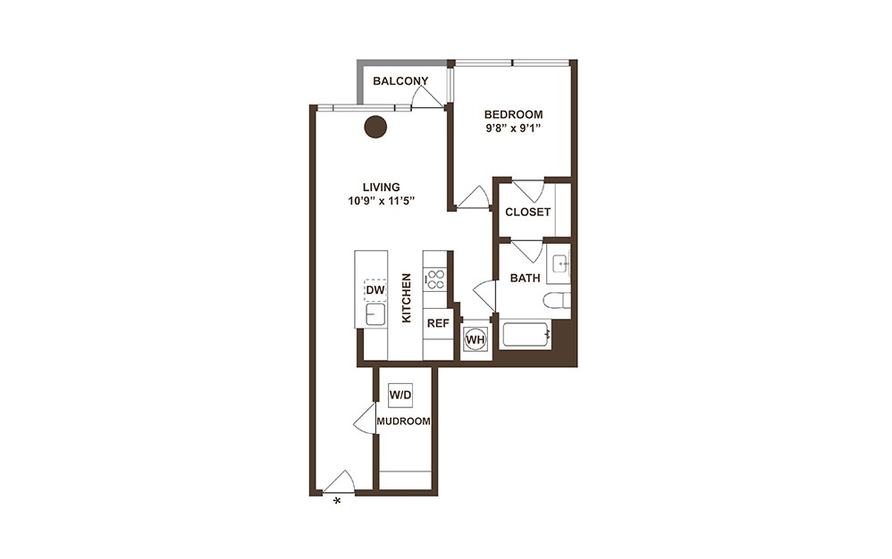 A04 - 1 bedroom floorplan layout with 1 bath and 759 square feet. (2D)