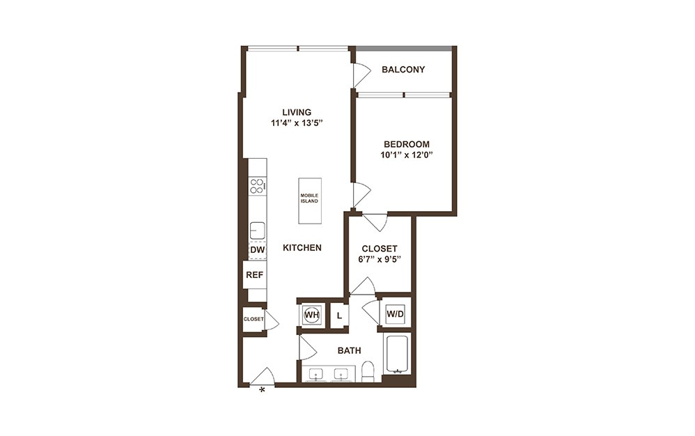 A07 - 1 bedroom floorplan layout with 1 bath and 756 square feet. (2D)
