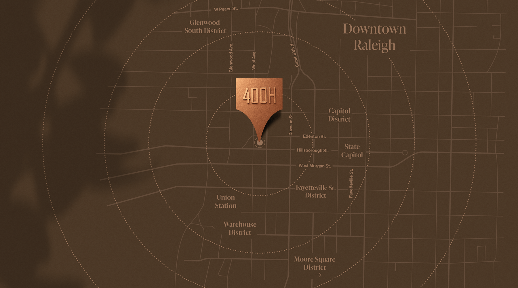 Experience Downtown Living edited image showing the property's icon on a map