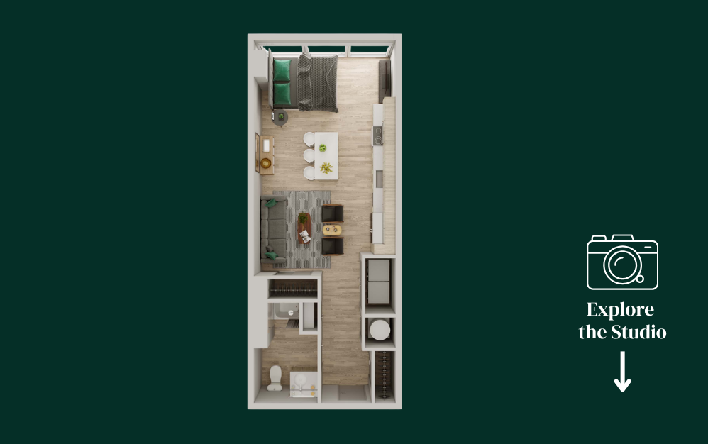 S01 - Studio floorplan layout with 1 bathroom and 566 square feet (Residence Floorplan)